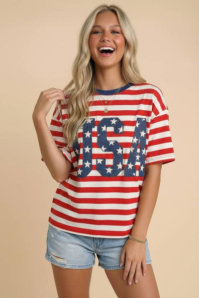 USA Oversized Stripe Tee