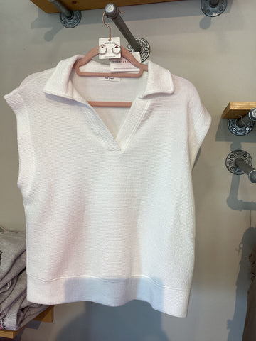 HLB Cloudy Knit Collared Tank - Off White