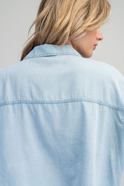 Denim Short Sleeve Blouse