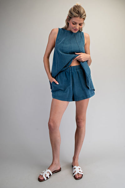 Teal Washed Shorts