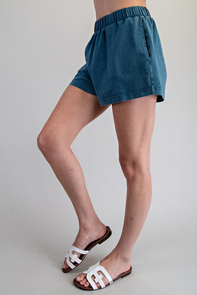 Teal Washed Shorts