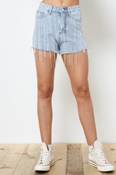 Rhinestone Fringe Shorts