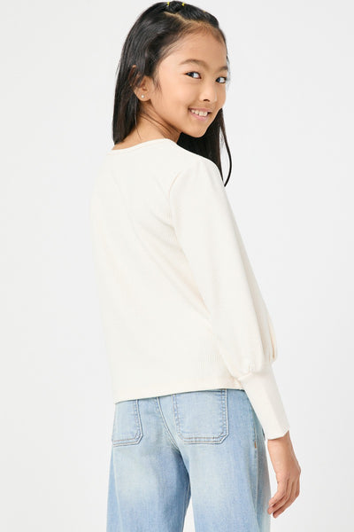 GIRLS Ribbed Top - Ivory