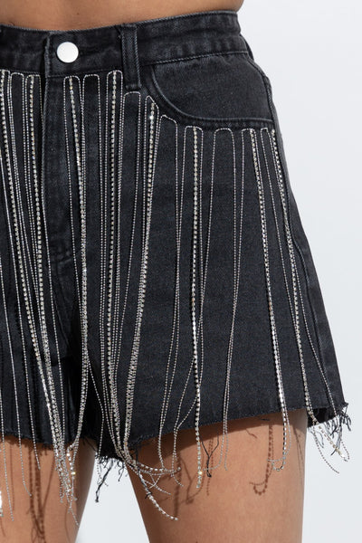 Rhinestone Fringe Shorts