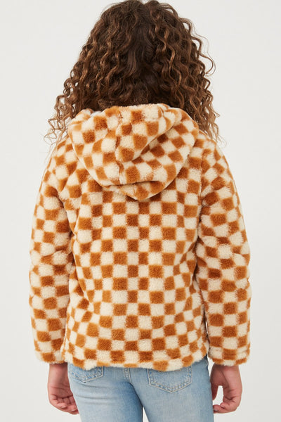 GIRLS Checkered Half Zip Pullover