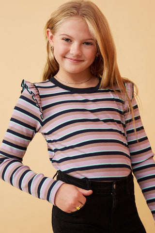 GIRLS Ribbed Striped Top