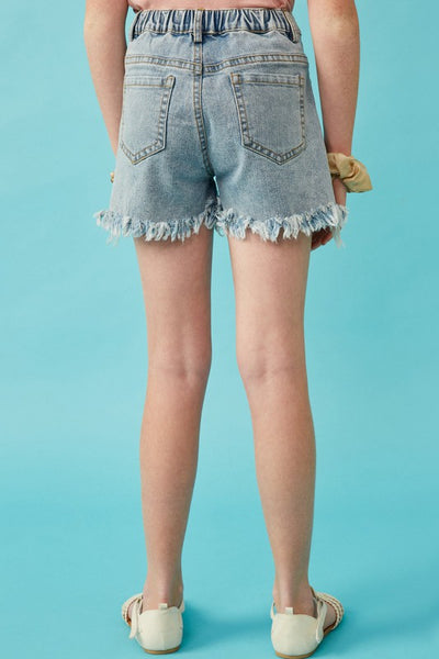 Girls Distressed Fray Detail Shorts