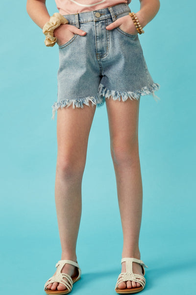 Girls Distressed Fray Detail Shorts