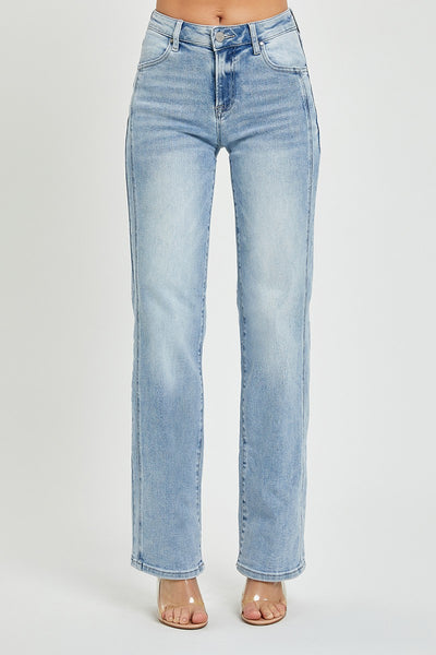 Mid Rise Straight Jeans