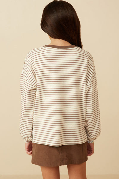 GIRLS Soft Striped Top - Taupe