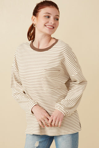 Soft Striped Top - Taupe