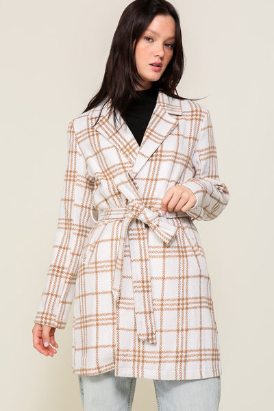 Emily Plaid Coat - Cream