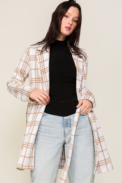 Emily Plaid Coat - Cream
