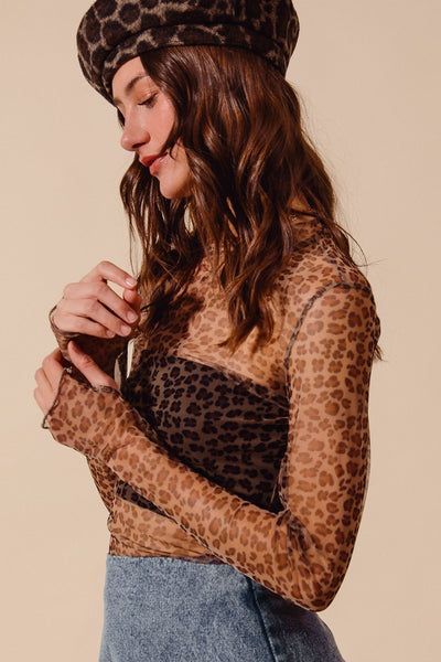 Leopard Mesh Layering Top