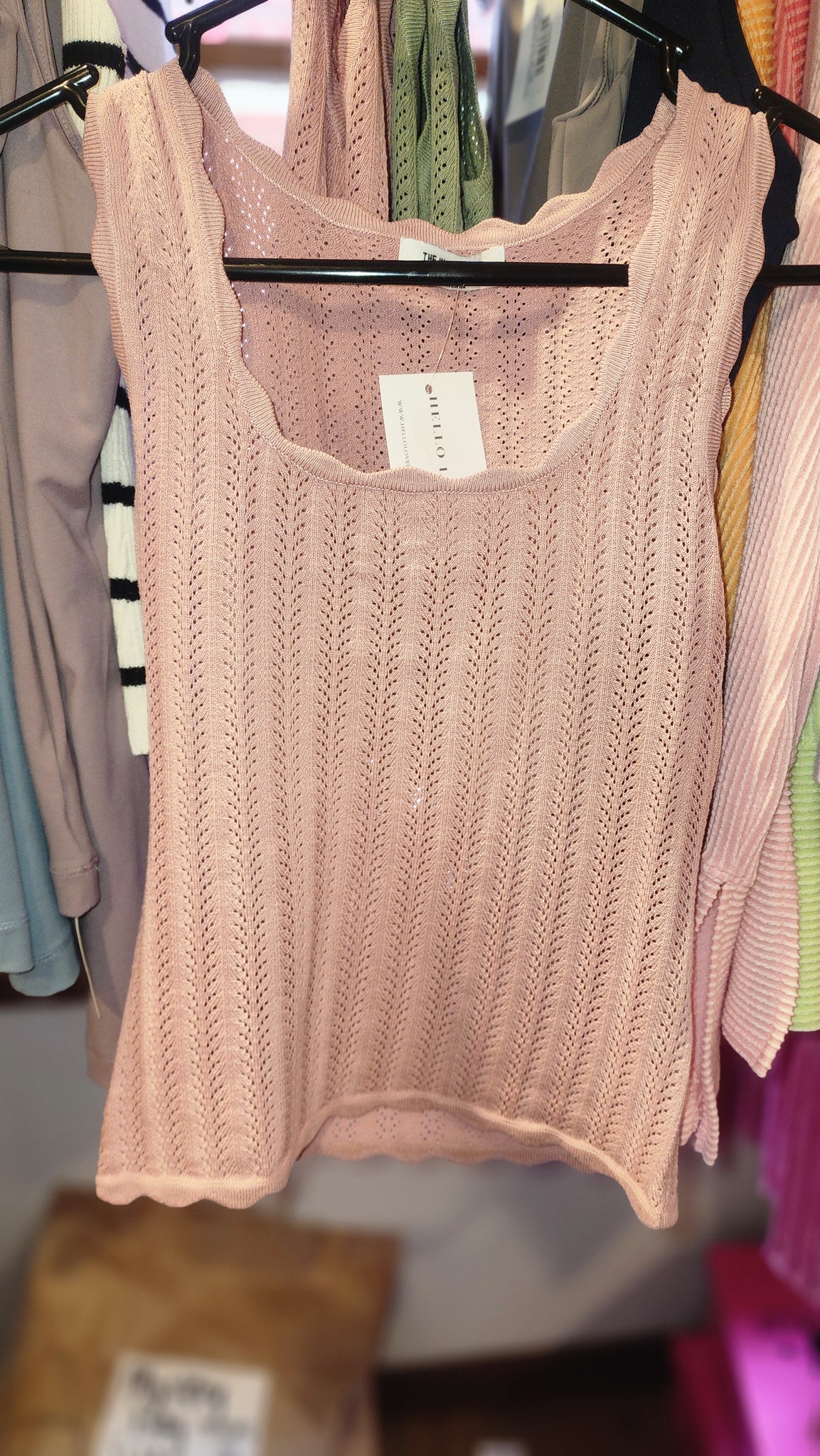 Knit Scalloped Tank - DUSTY PINK