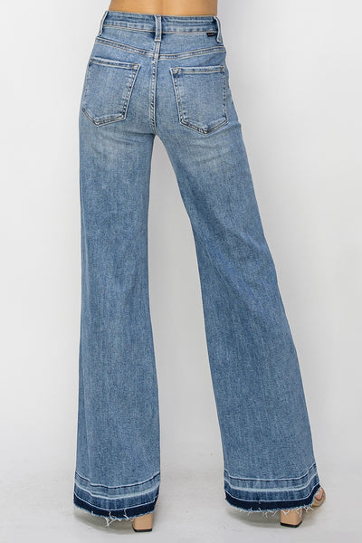 High Rise Front Seam Wide Leg Jeans