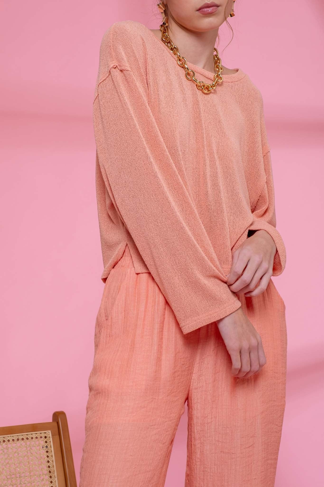 Peach Relaxed Knit Top