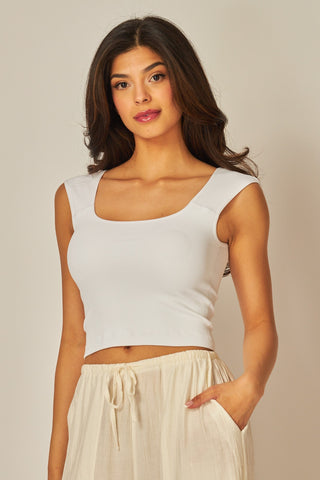 Scoop Back Tank - White