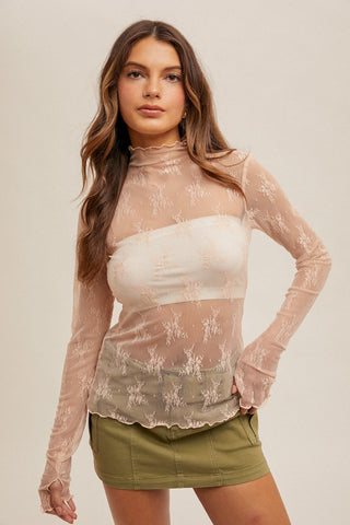 HLB Lace Layering Top - BLUSH PINK