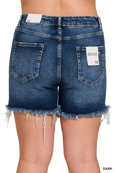 PLUS Dark Frayed Denim Shorts