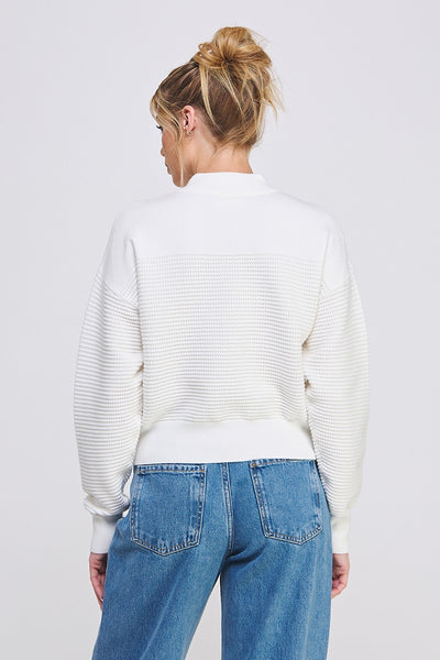 Allie Textured Half Zip - Off White