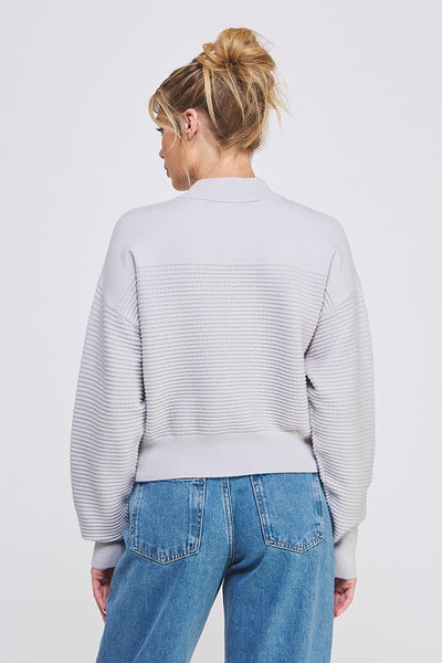 Allie Textured Half Zip - Soft Gray