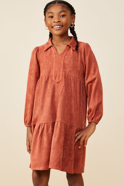 GIRLS Suede Dress - RUST
