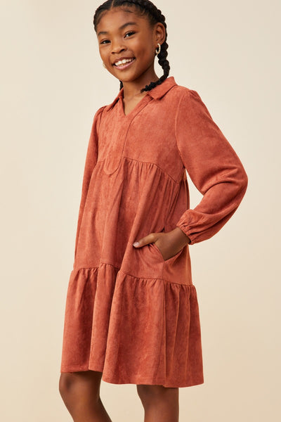 GIRLS Suede Dress - RUST