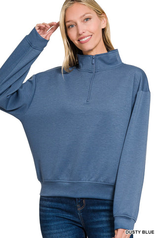 Scuba Half Zip Pullover - Dusty Blue