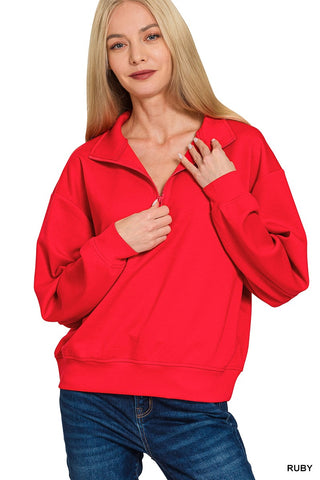 Scuba Half Zip Pullover - Ruby Red
