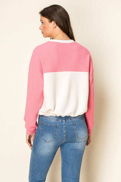 Tie Waist Colorblock Top