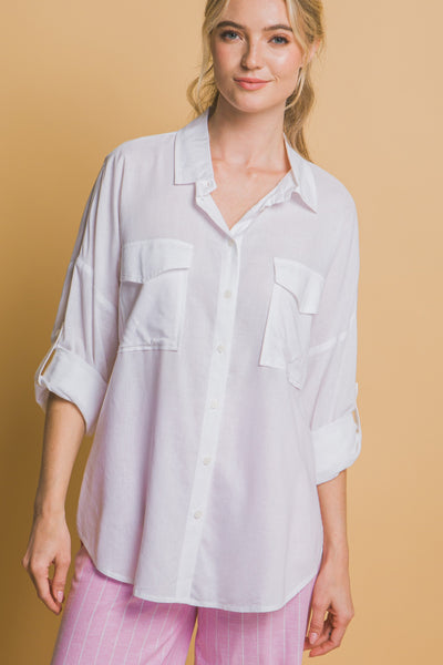 Staple Linen Button Up Top