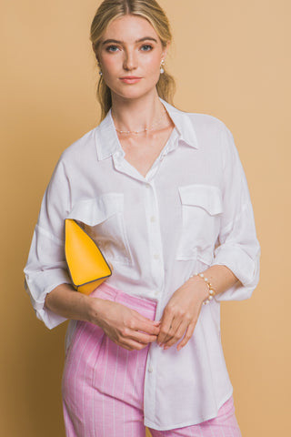 Staple Linen Button Up Top