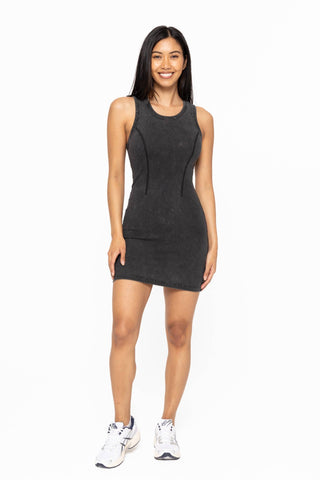 Sleekrib Tank Dress: Black