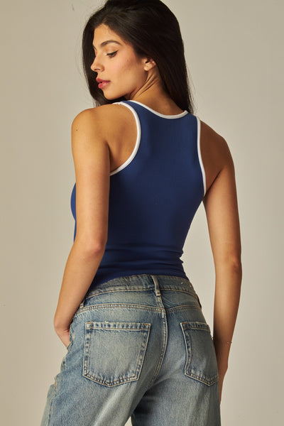 Navy Contrast Tank