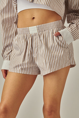 Pinstripe Boxer Shorts - Taupe