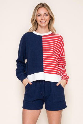 Red White & Blue Cloudy Top