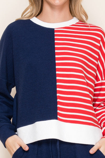 Red White & Blue Cloudy Top