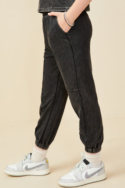 GIRLS Washed Black Joggers
