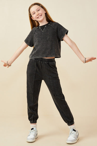 GIRLS Washed Black Joggers