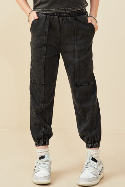 GIRLS Washed Black Joggers