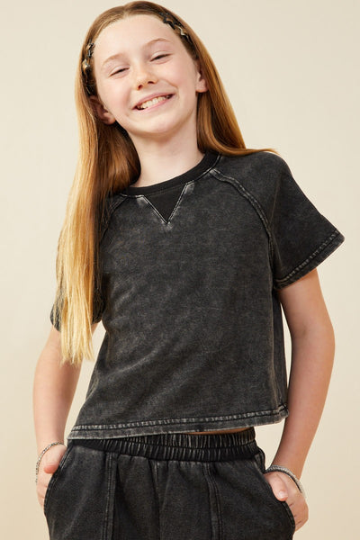 GIRLS Washed Black Tee