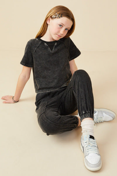 GIRLS Washed Black Tee