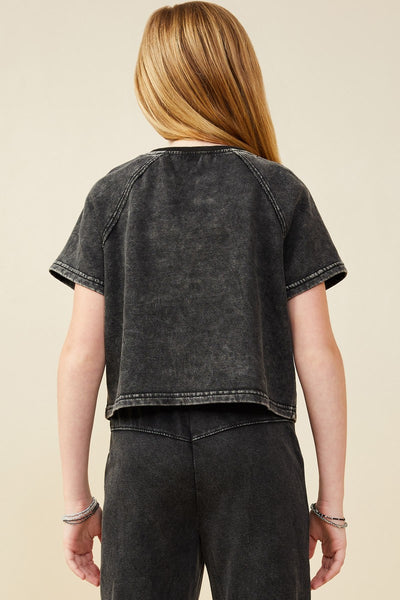 GIRLS Washed Black Tee
