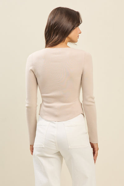 Able Pleated Sweater - TAUPE