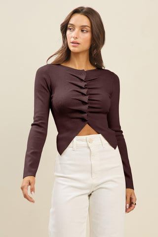 Able Pleated Sweater - BURGUNDY