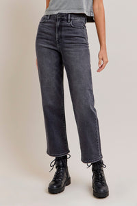 Ella Wide Straight Jeans - Charcoal
