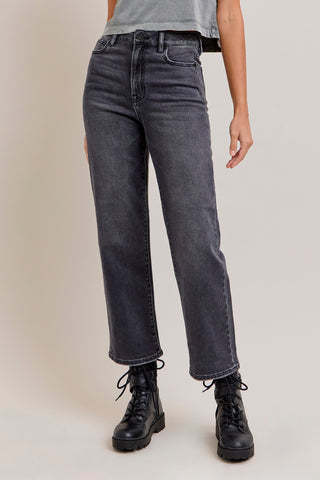 Ella Wide Straight Jeans - Charcoal