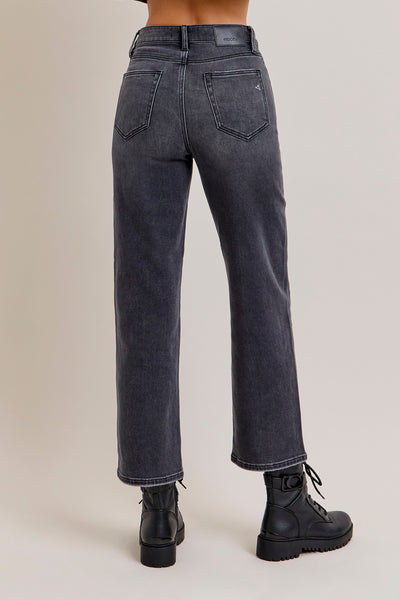 Ella Wide Straight Jeans - Charcoal