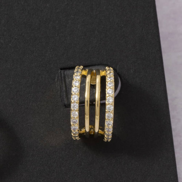 Triple Band Pave Cz Huggie Earrings
